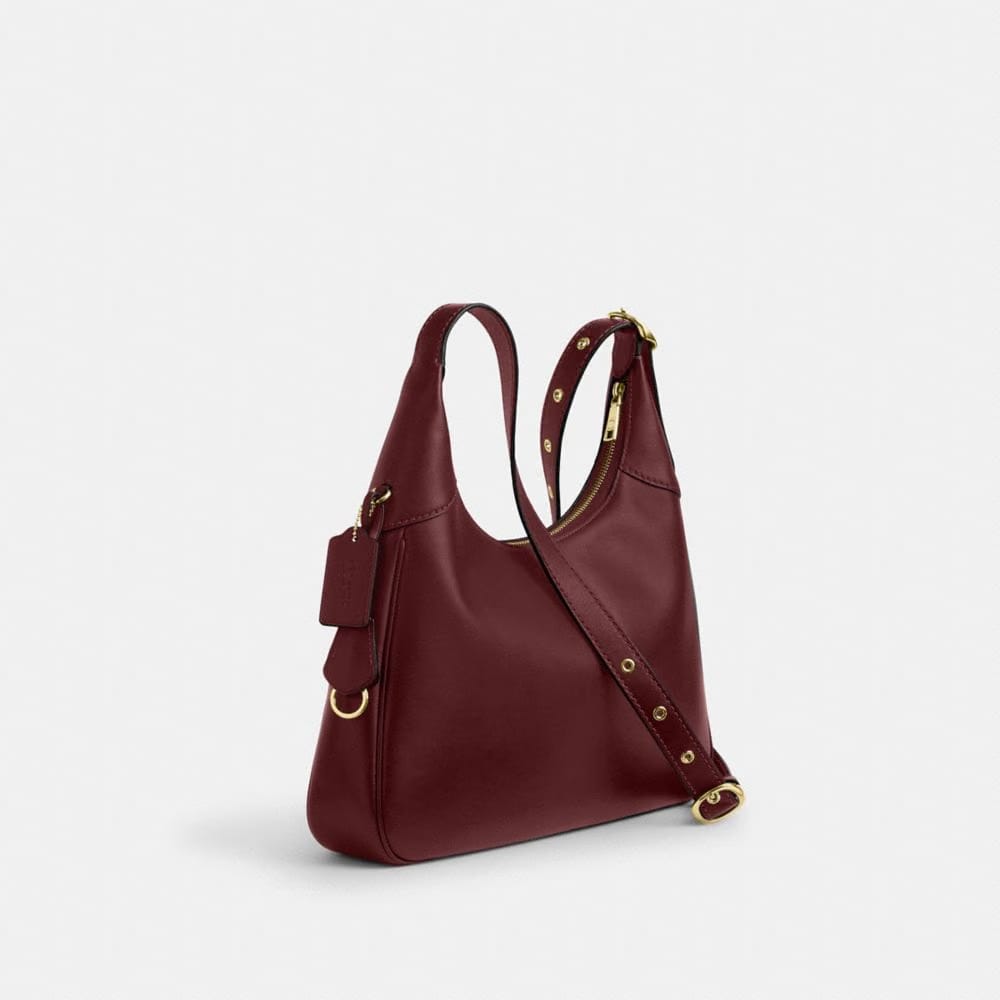 Coach Ella Shoulder Bag Gold Maroon