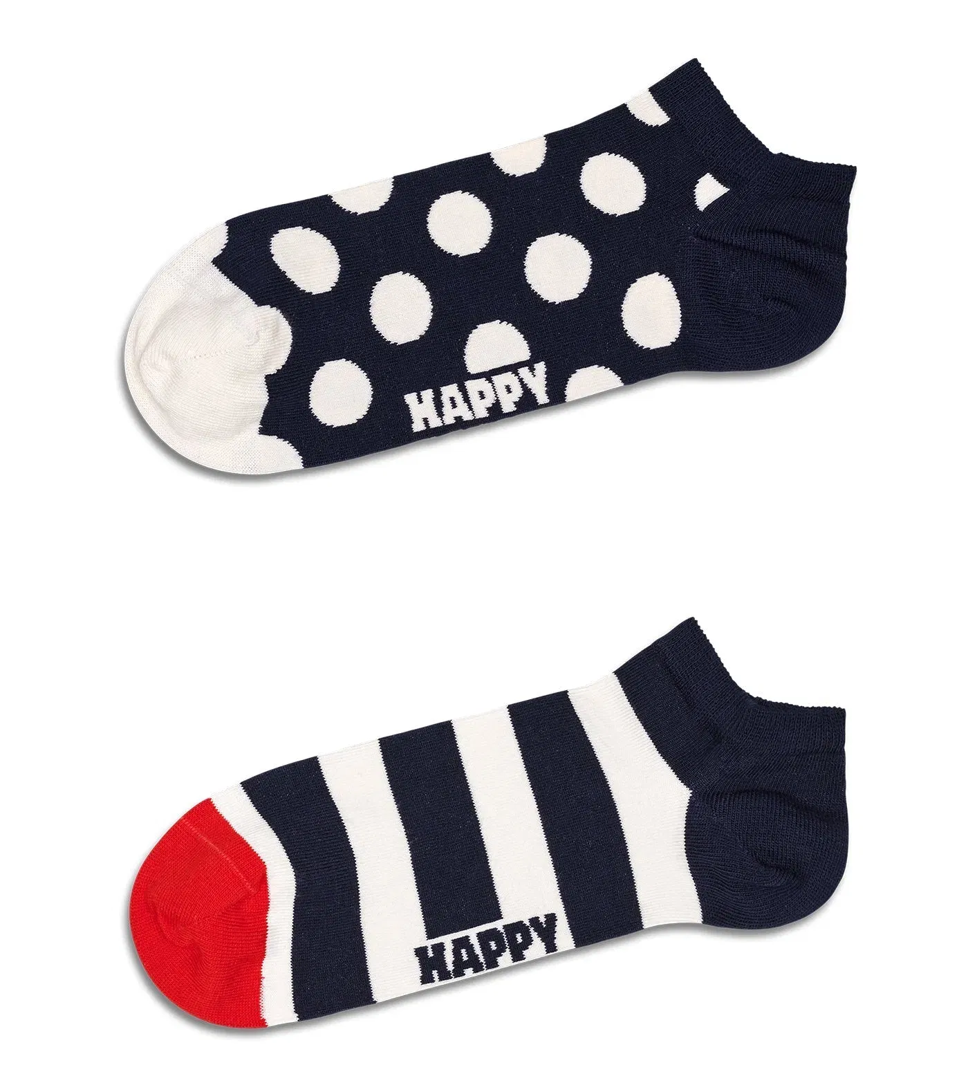 Happy Socks Unisex 2-Pack Big Dot Stripe Low Cut Ankle Socks for Women and Men