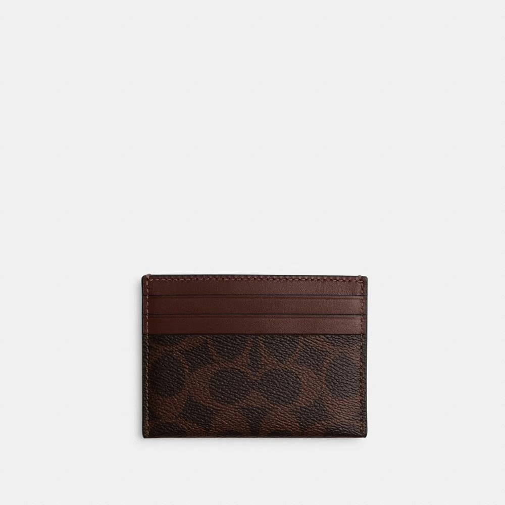 Coach Card Case In Signature Canvas Maple