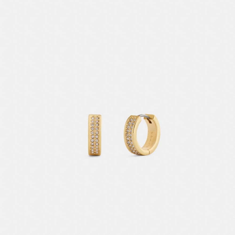 Coach Pavé C Huggie Earrings Gold