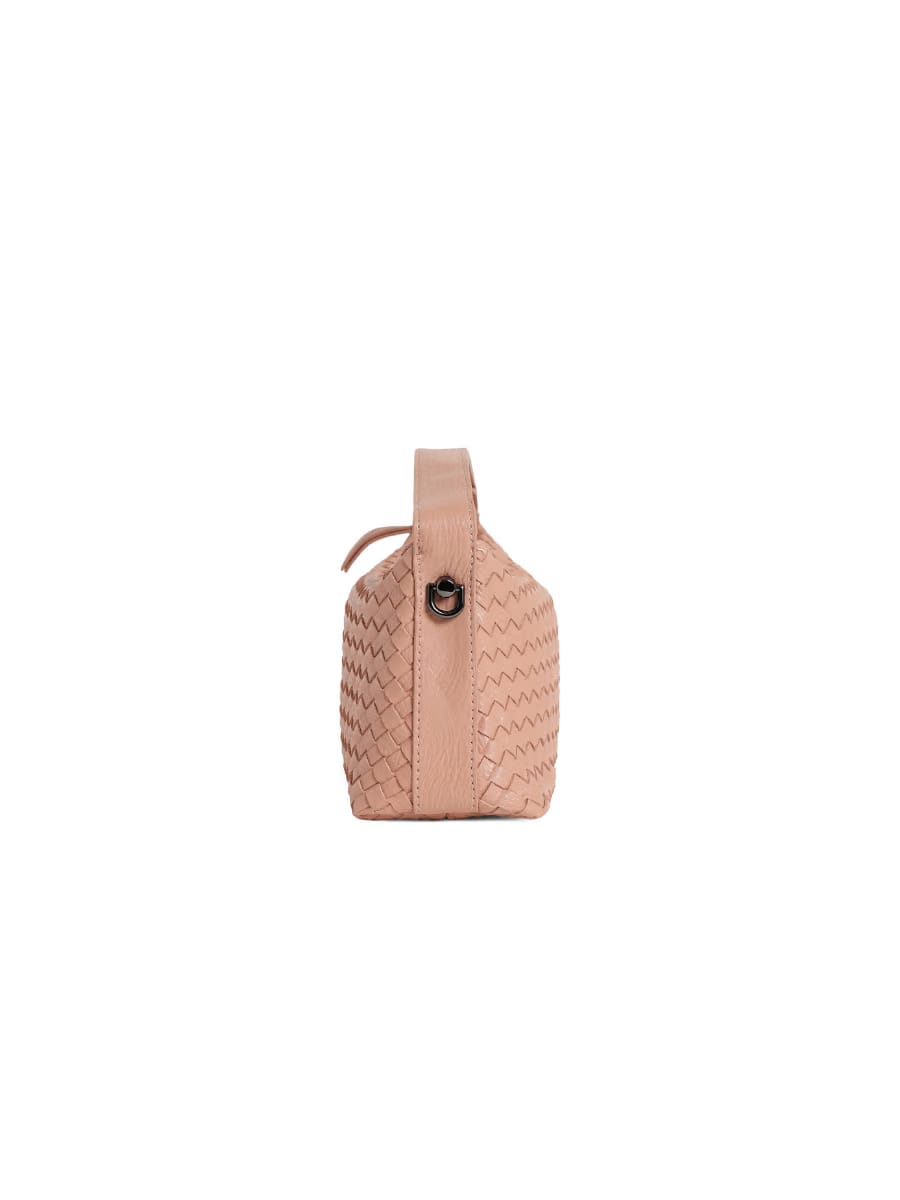 Fero - Ladies Woven Handbag, Faux Leather | Blush Pink