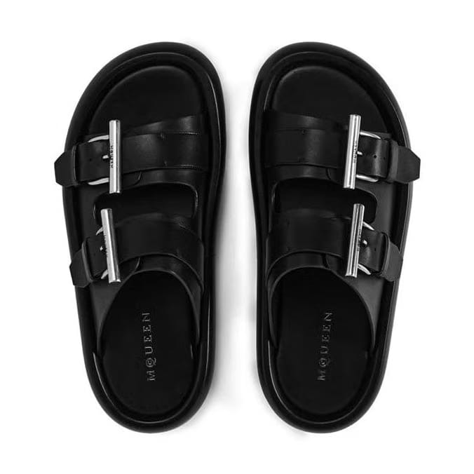 ALEXANDER MCQUEEN Leather Double Buckle Sandals