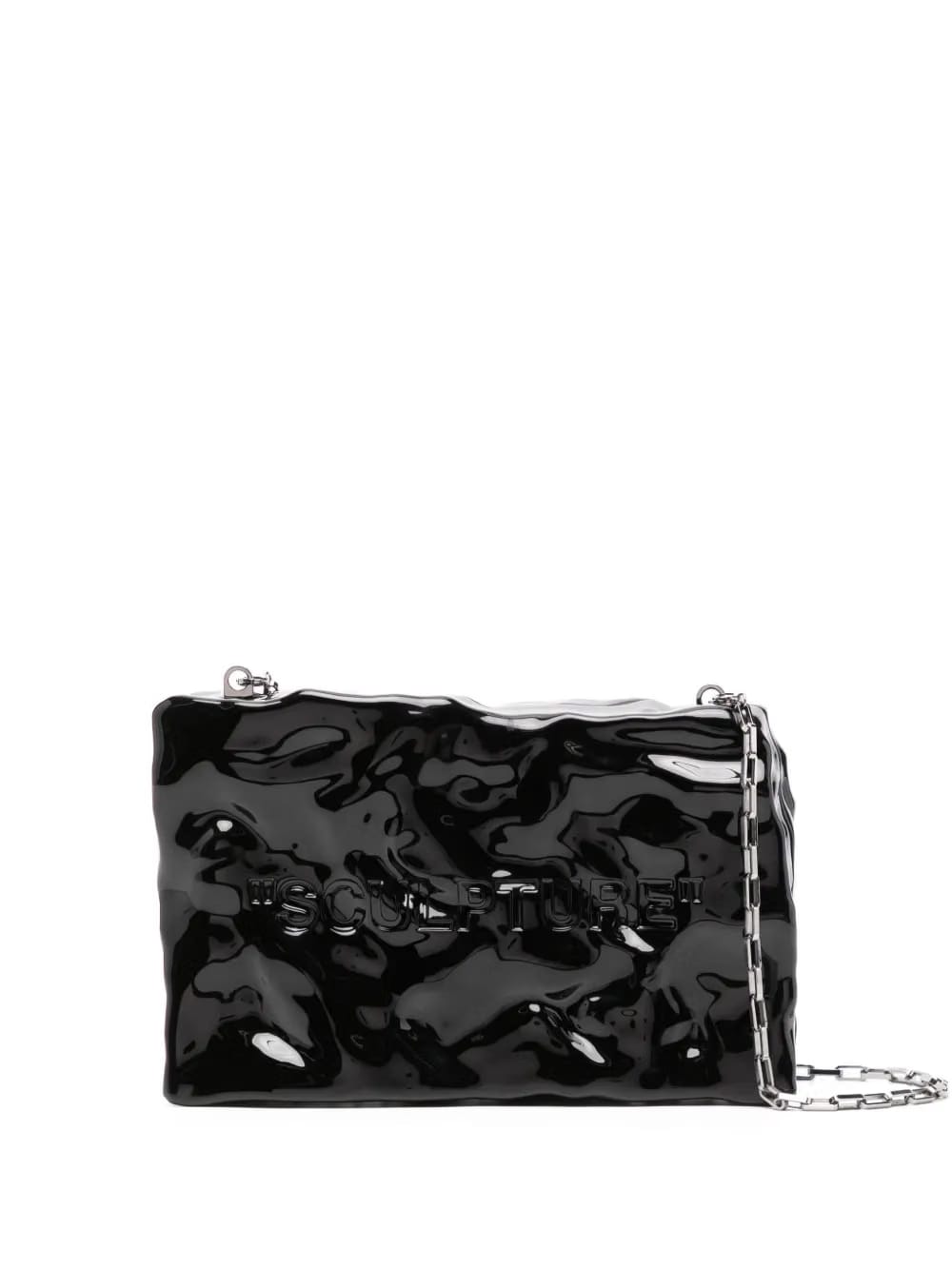 Quote textured clutch bag