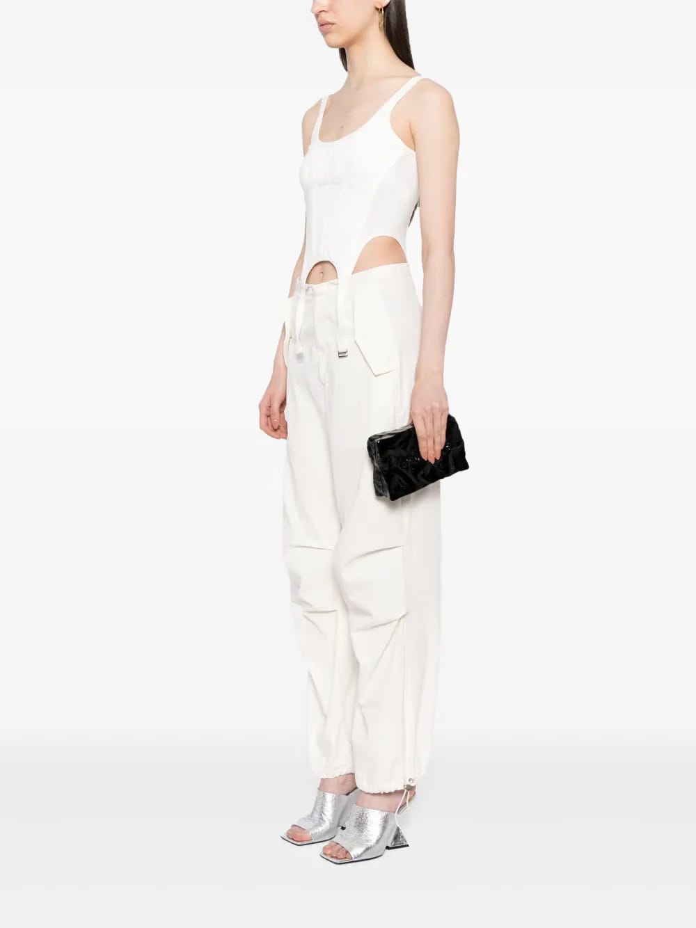 Quote textured clutch bag