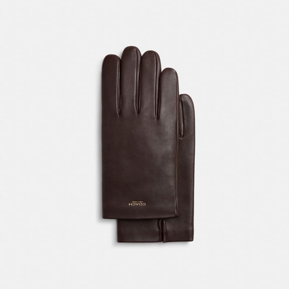 Coach Men's Leather Tech Gloves Maple
