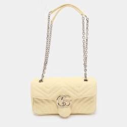 Gucci Yellow Denim Medium GG Marmont Shoulder Bag