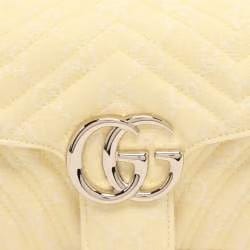 Gucci Yellow Denim Medium GG Marmont Shoulder Bag