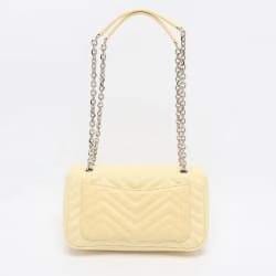 Gucci Yellow Denim Medium GG Marmont Shoulder Bag