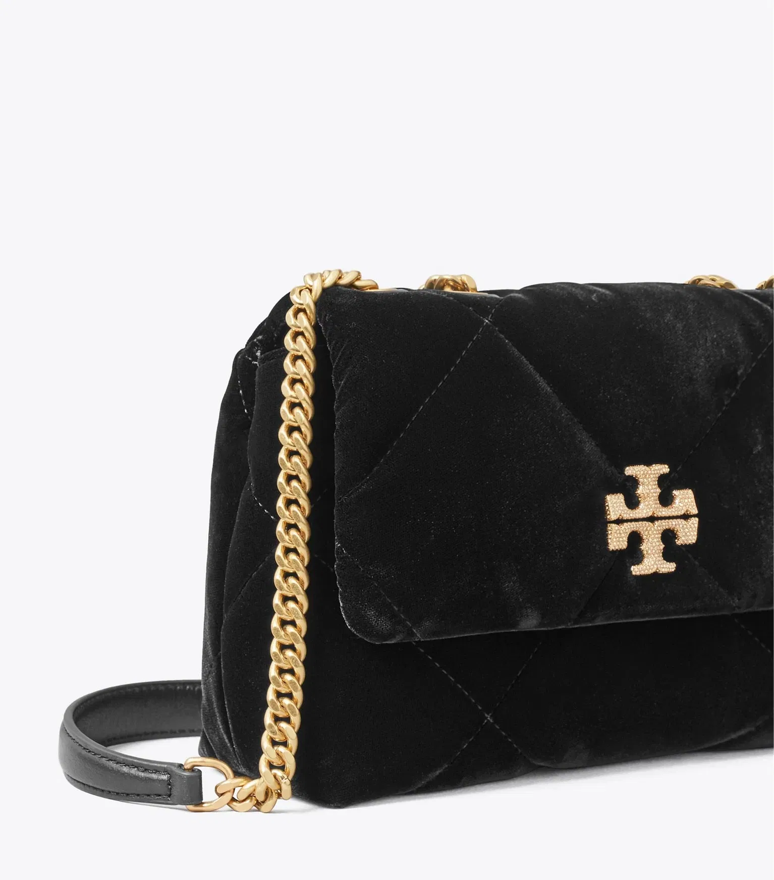 Small Kira Diamond Quilt Velvet Pavé Shoulder Bag