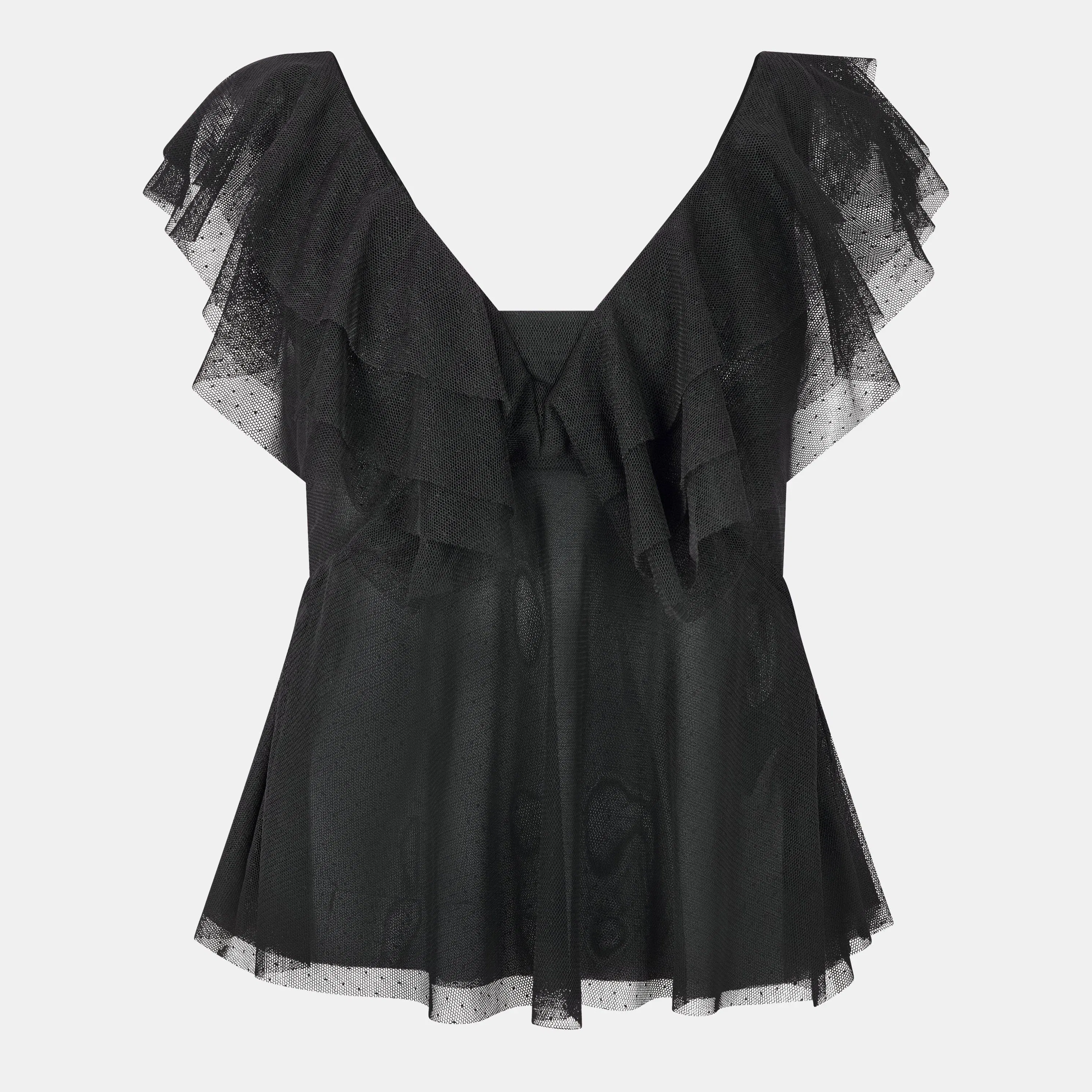 Waterfall Neck Puff Sleeve Top
