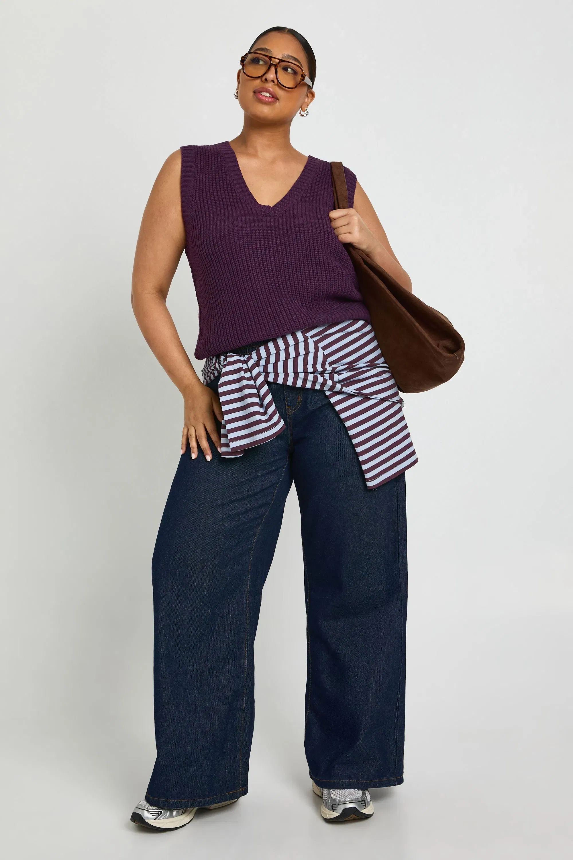 Plus V Neck Knit Top
