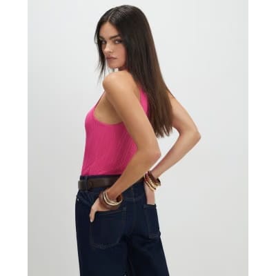 Pink Buckle Knitted Vest