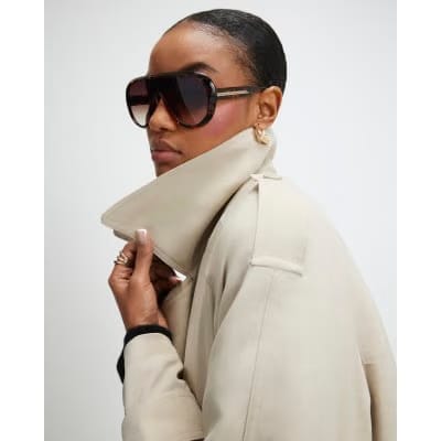 Cream Collared Long Sleeve Trench Coat