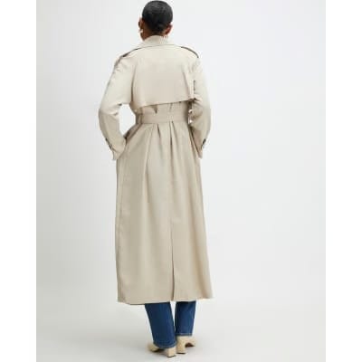 Cream Collared Long Sleeve Trench Coat