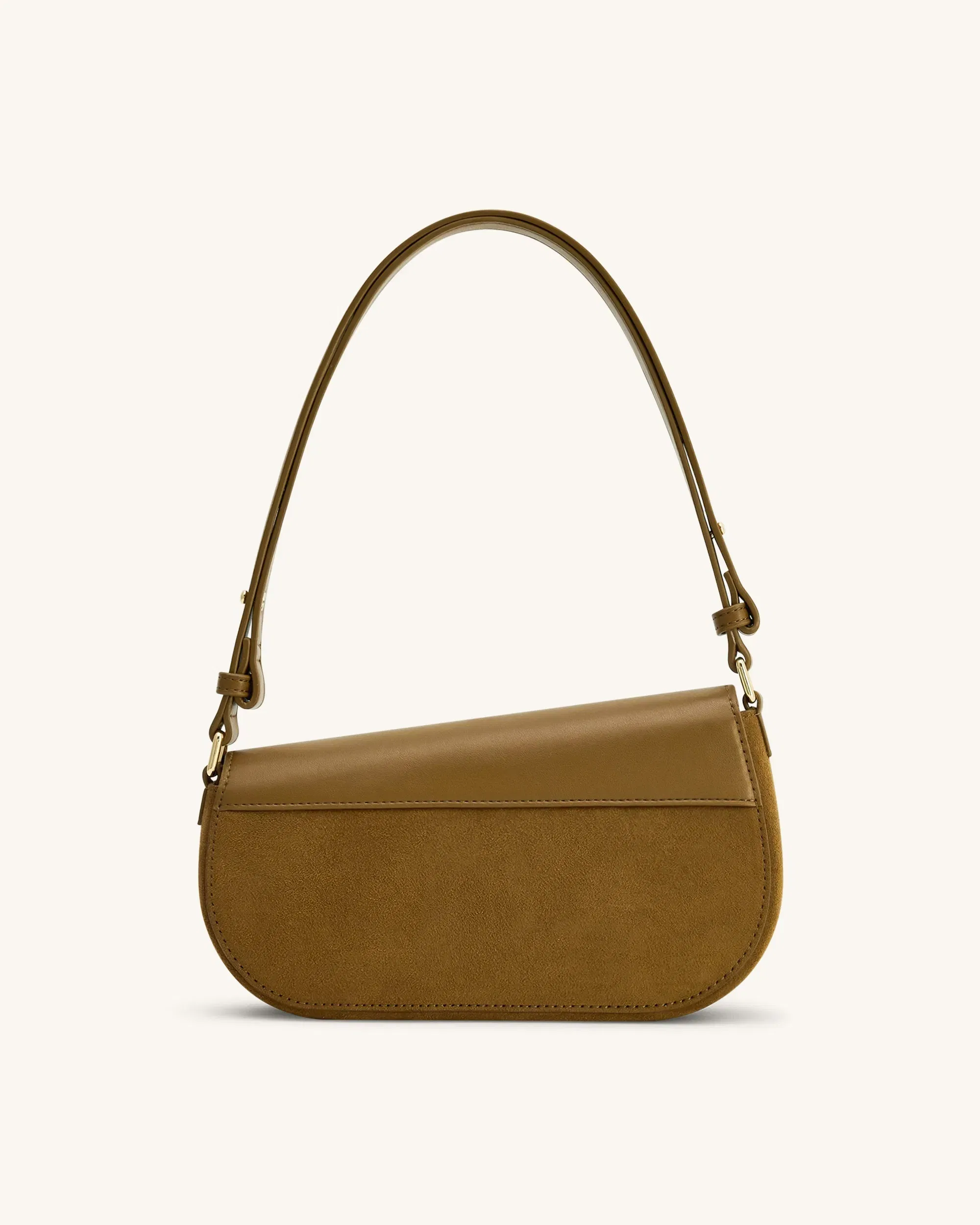 Addisyn Faux Suede Panel Shoulder Bag - Mocha Brown