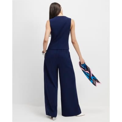 Navy Wide Leg Trousers