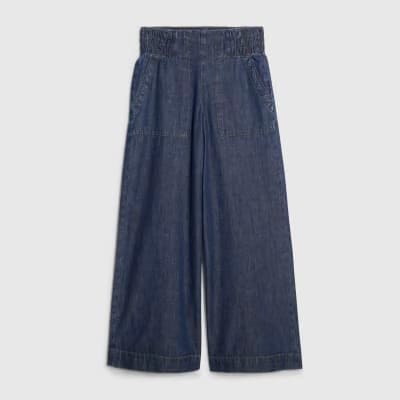 Petite Blue Pull On Wide Leg Jeans