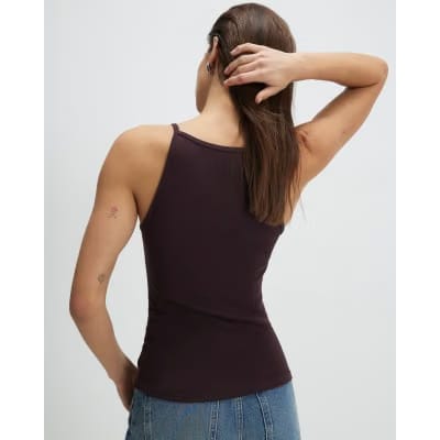 Brown Sleeveless Cotton Tank Top