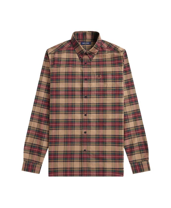 Fred Perry Tartan Shirt in Shaded Stone