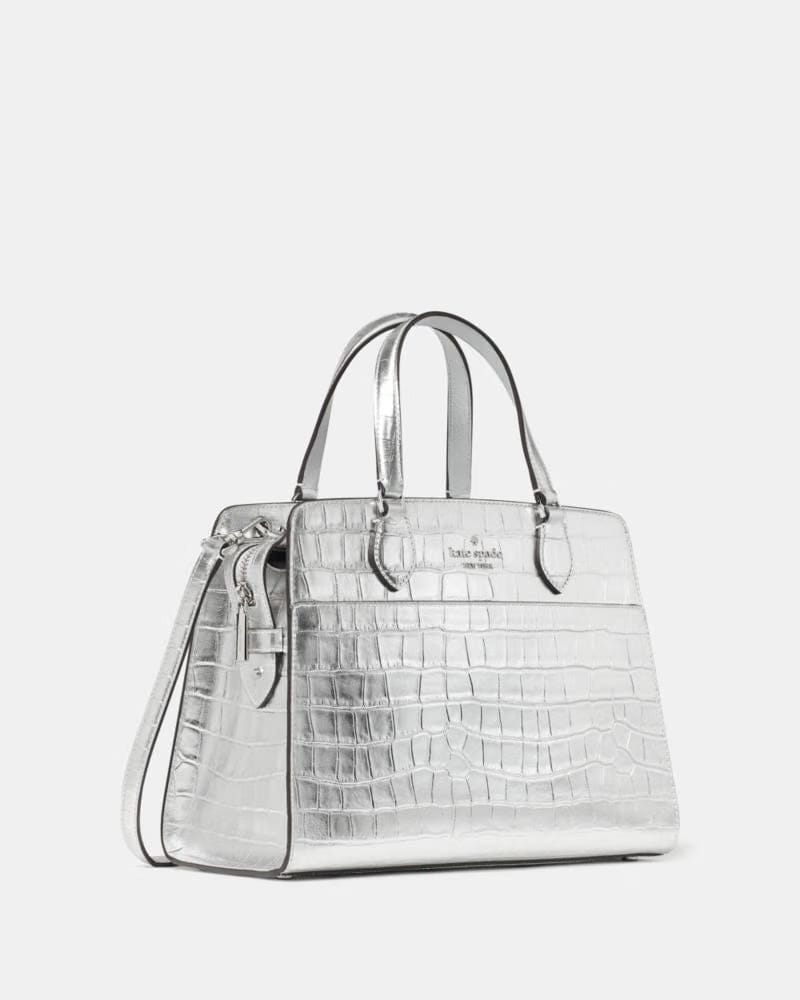 Madison Metallic Croc Embossed Medium Satchel