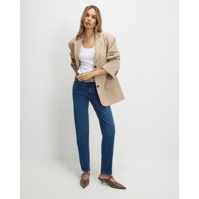 Blue Dark Classic High Waisted Slim Fit Jeans