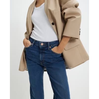 Blue Dark Classic High Waisted Slim Fit Jeans