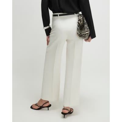 White Belted Straight Leg Trousers