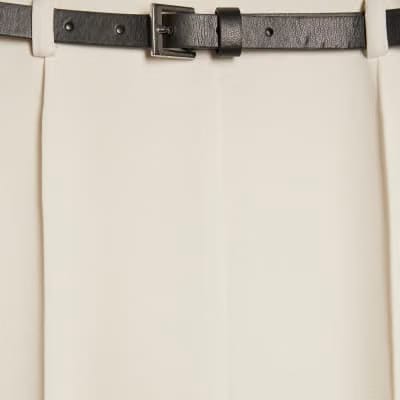White Belted Straight Leg Trousers