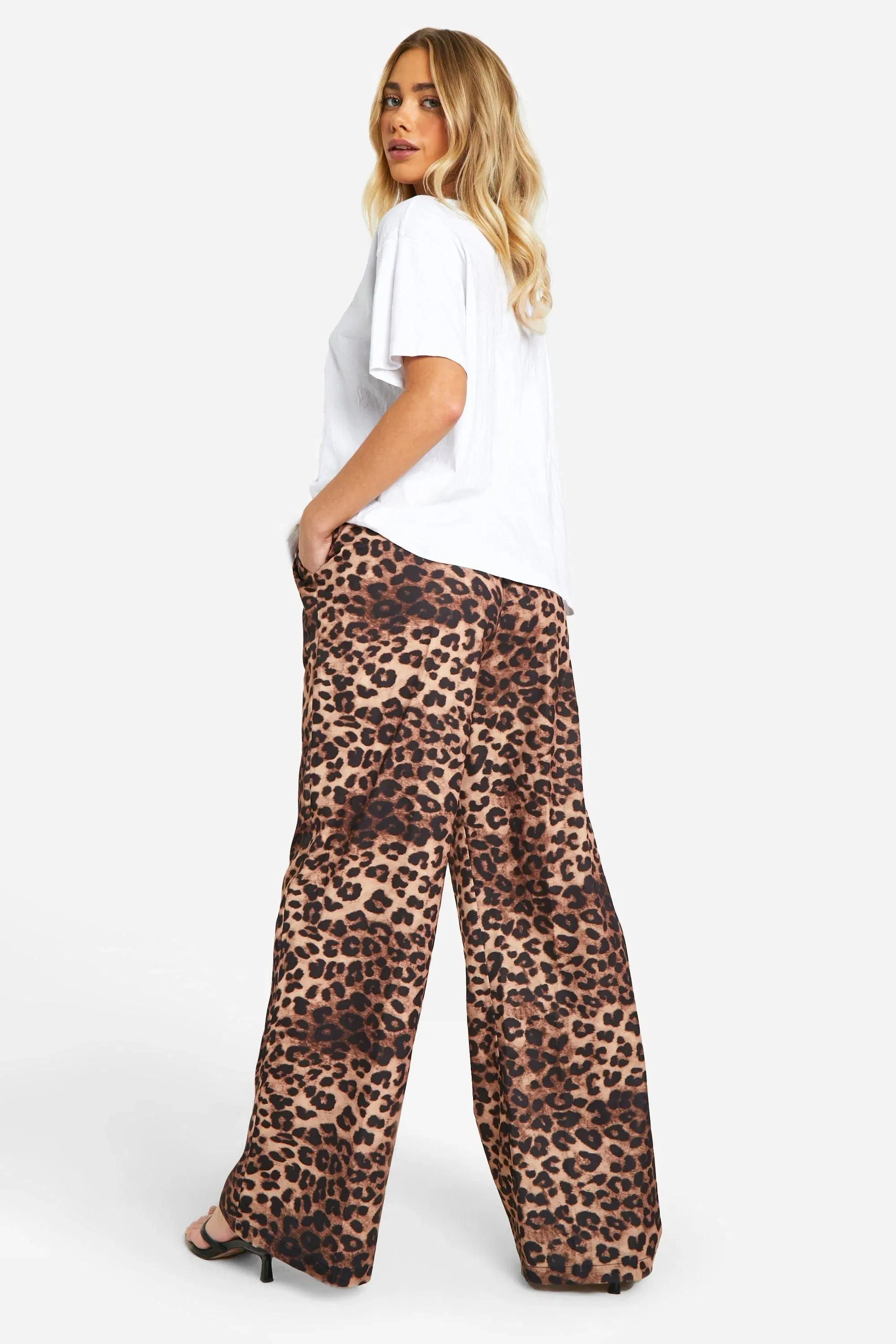 Leopard Wide Leg Tie Waist Trouser