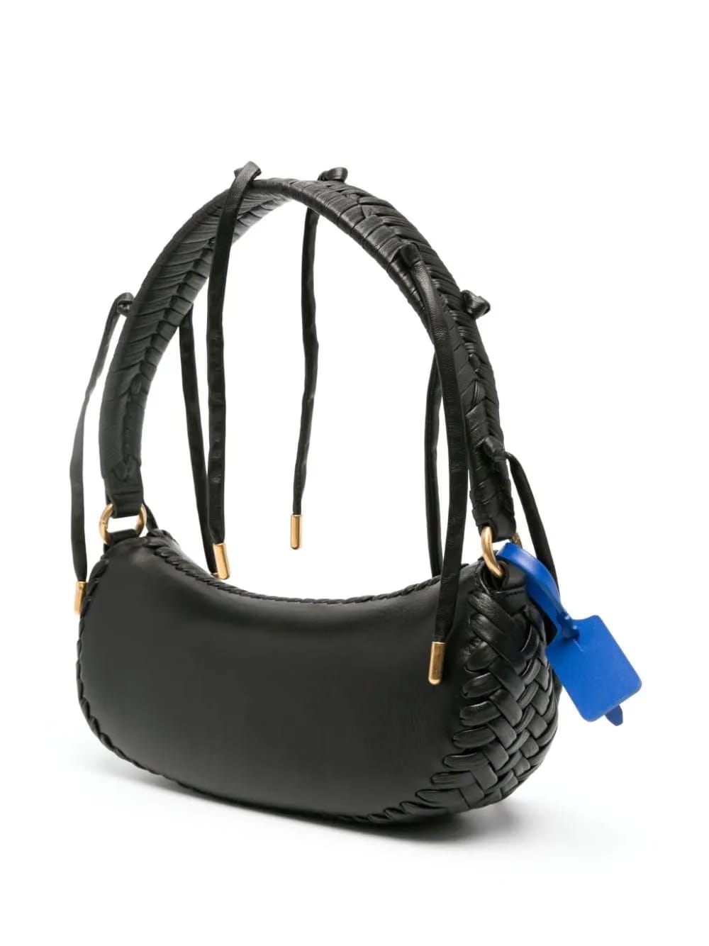 braided-trim leather tote bag