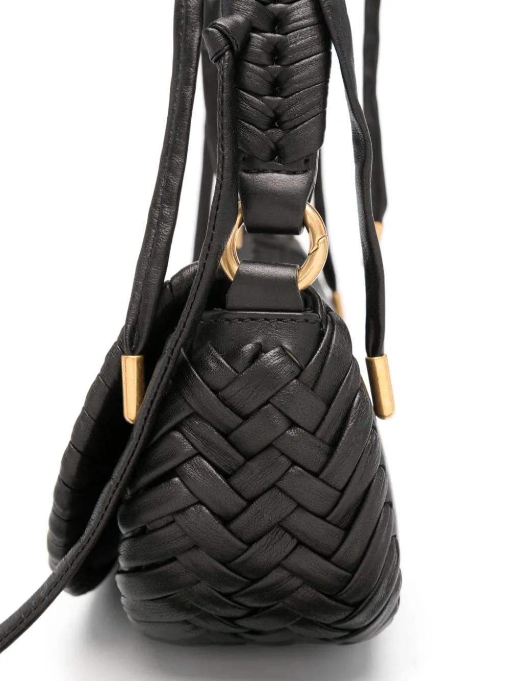 braided-trim leather tote bag