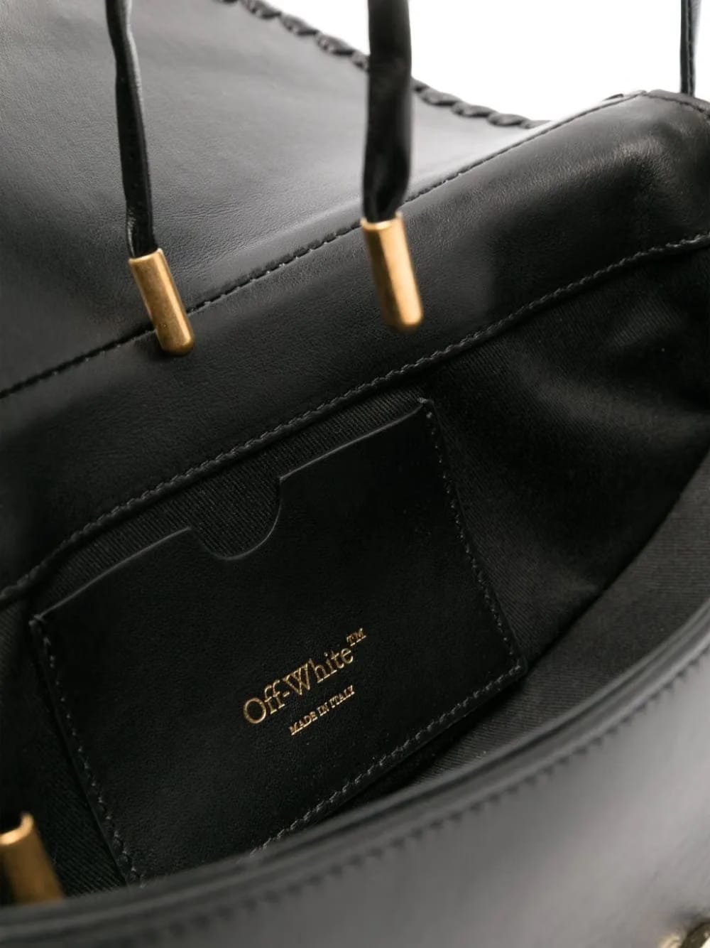 braided-trim leather tote bag