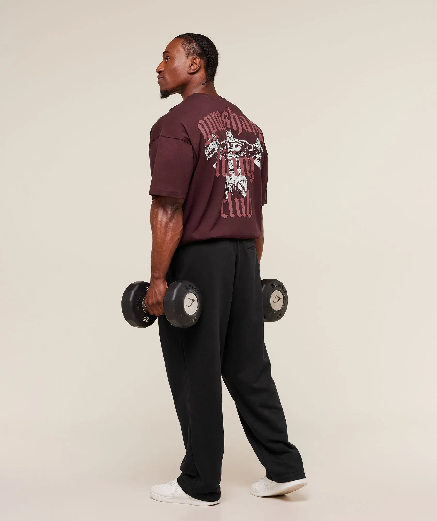 Gymshark Lifting Club T-Shirt - Rich Maroon/Reset Pink