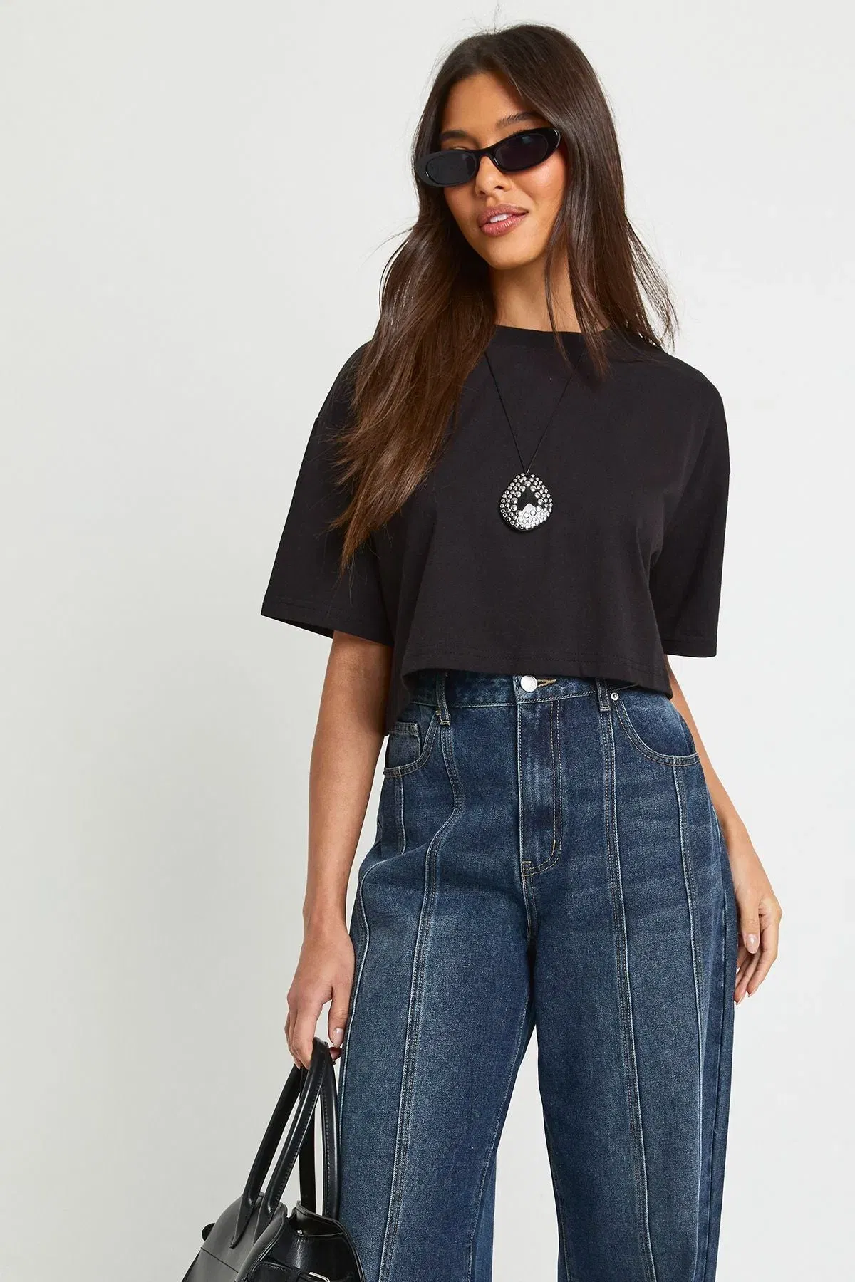Basic Oversized Boxy Crop T-Shirt
