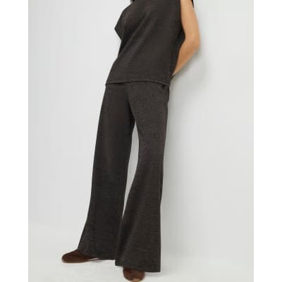 Brown Glitter Wide Leg Trousers