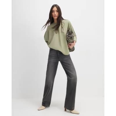 Green Long Sleeve Batwing Top