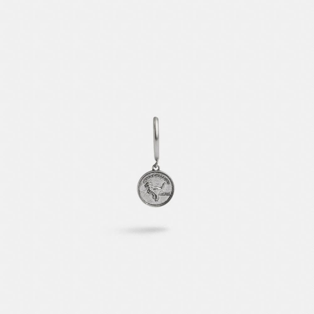 Sterling Silver Coin Single Huggie Earring