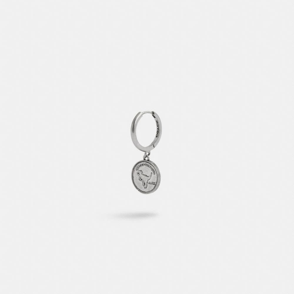 Sterling Silver Coin Single Huggie Earring