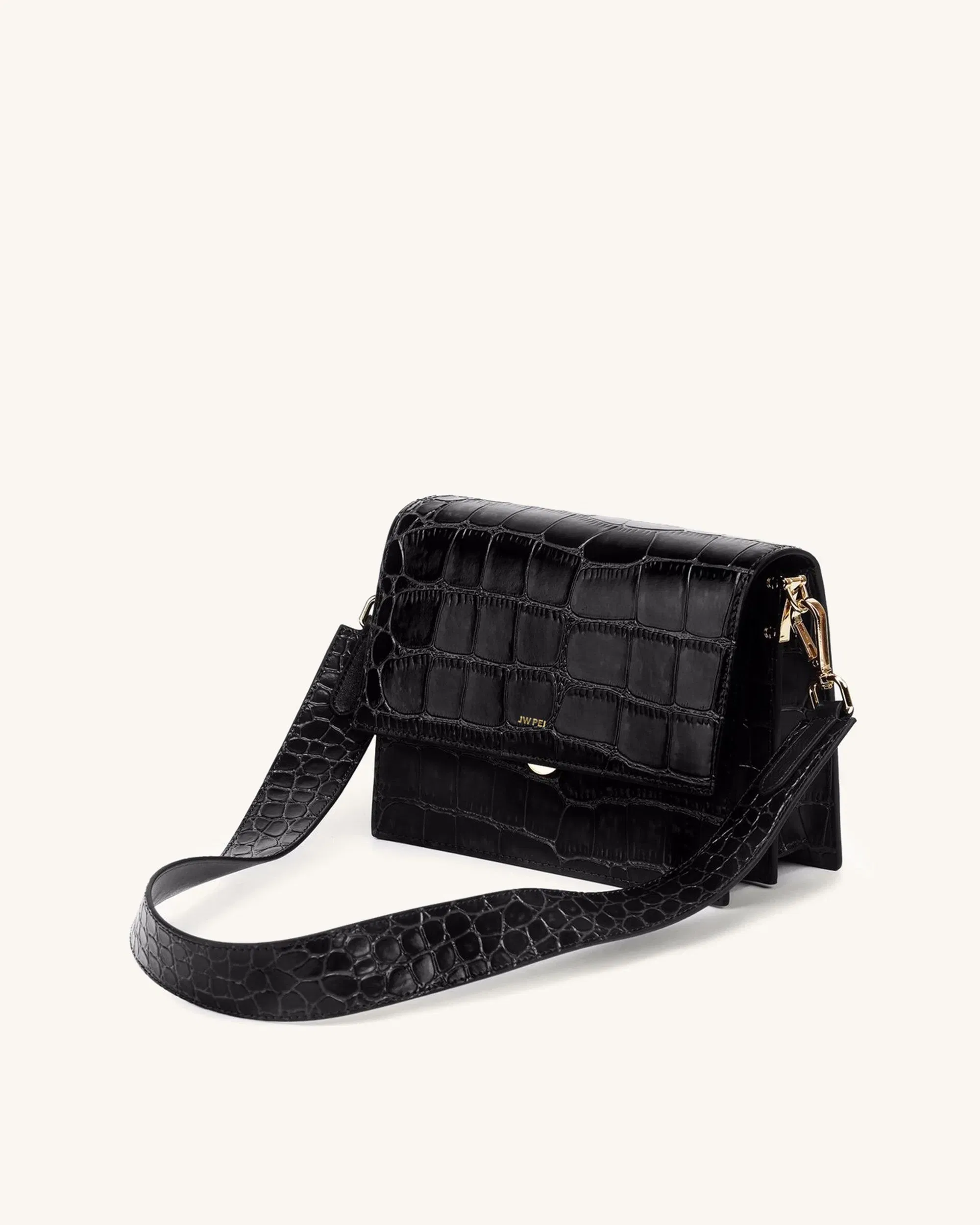 Mini Flap Crossbody - Brown Croc