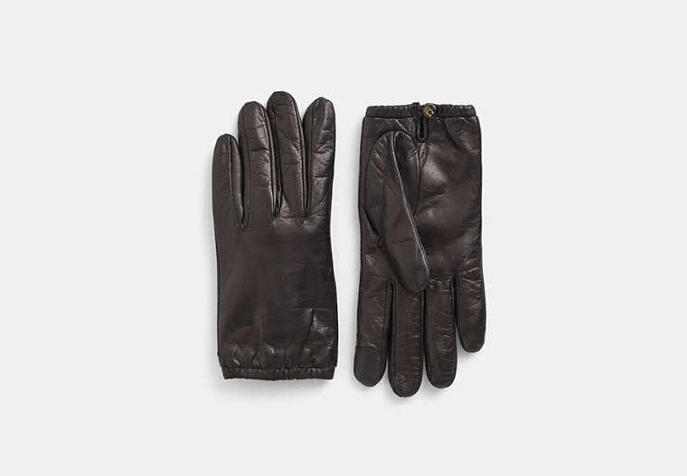 Restored Sculpted Signature Gathered Leather Tech Gloves