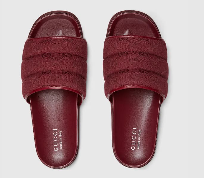 Padded Burgundy Slide Sandals