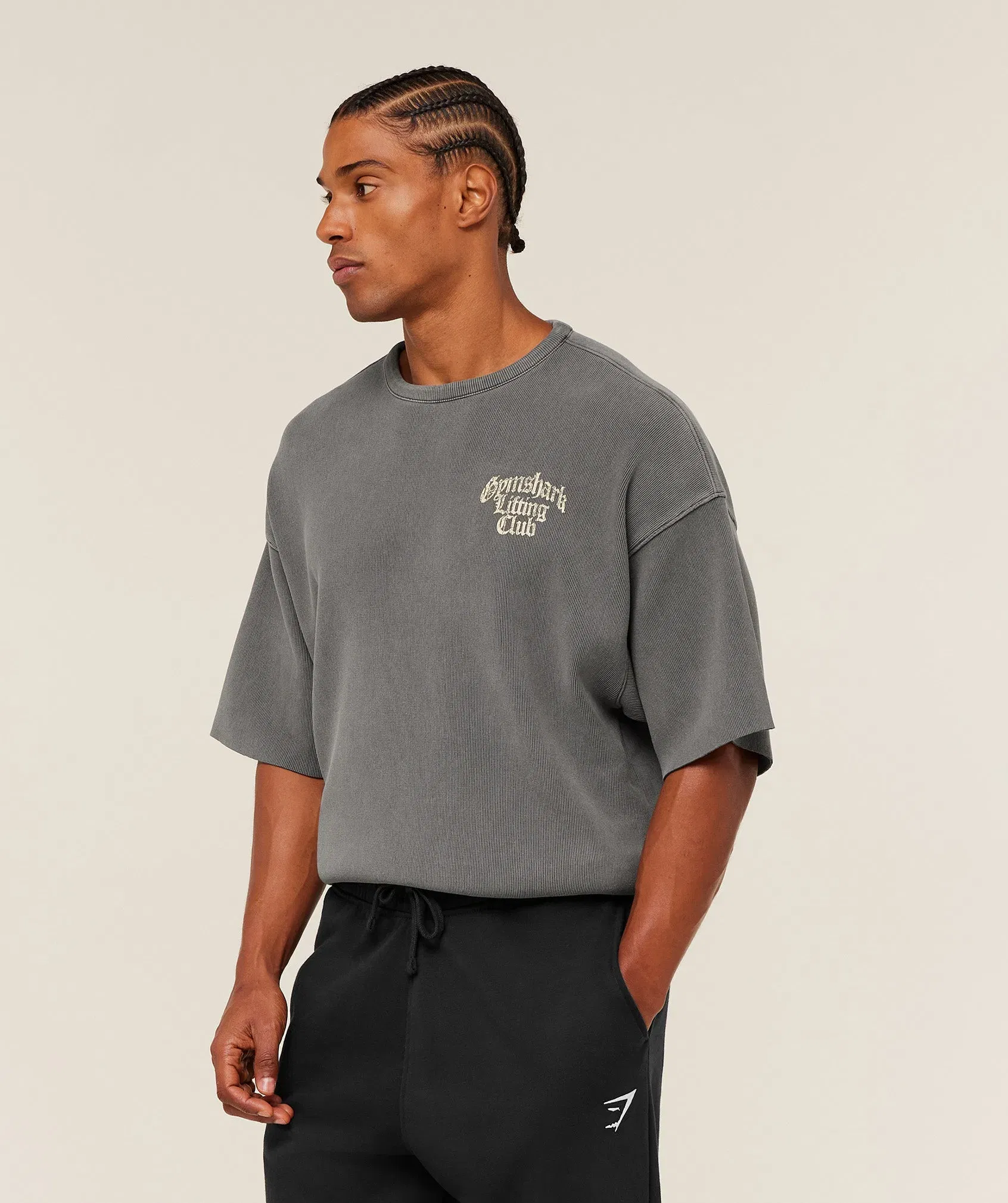 Gymshark Heavyweight Textured Graphic T-Shirt - Dark Grey