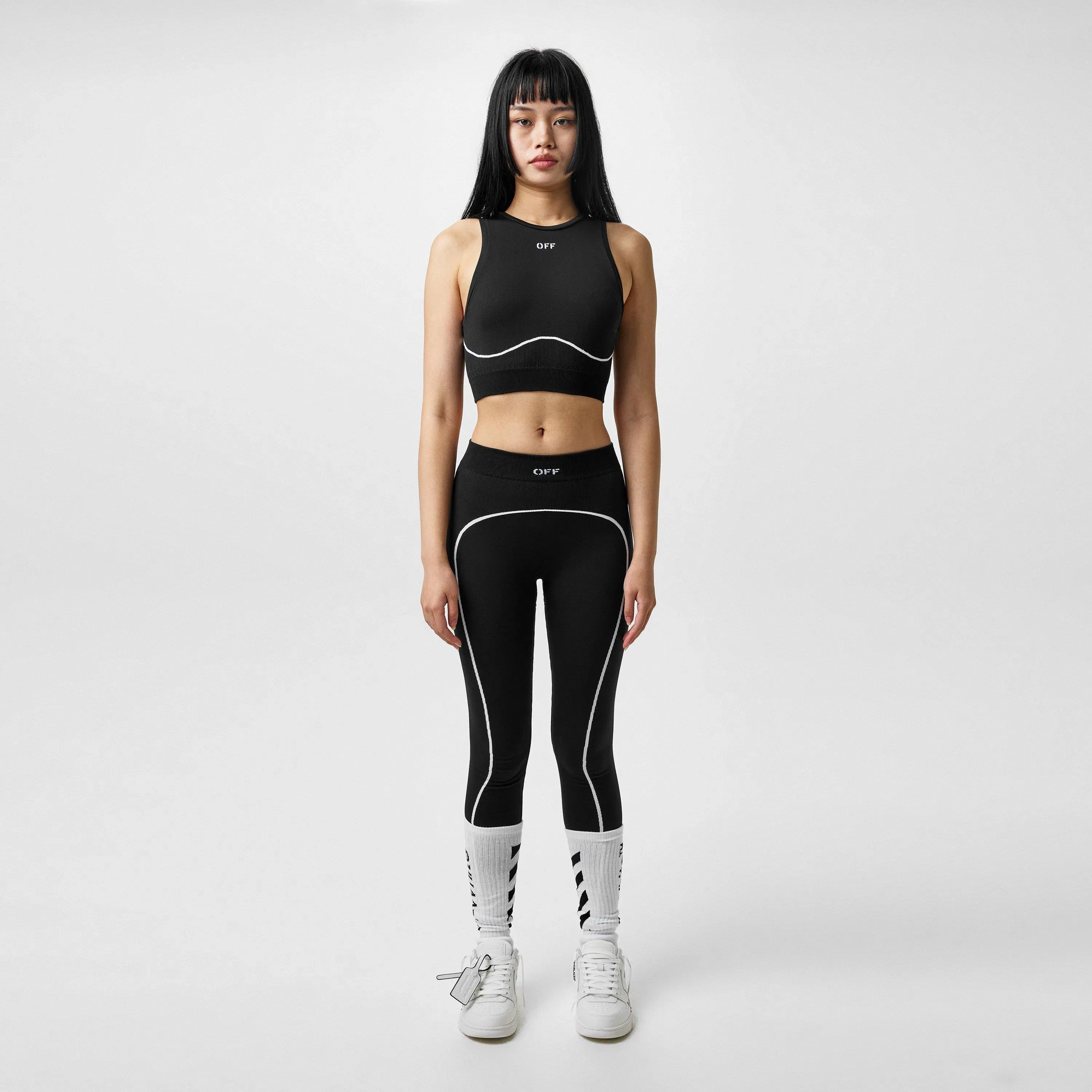 Stamp Seamless Stencil-Effect Logo Crop Top