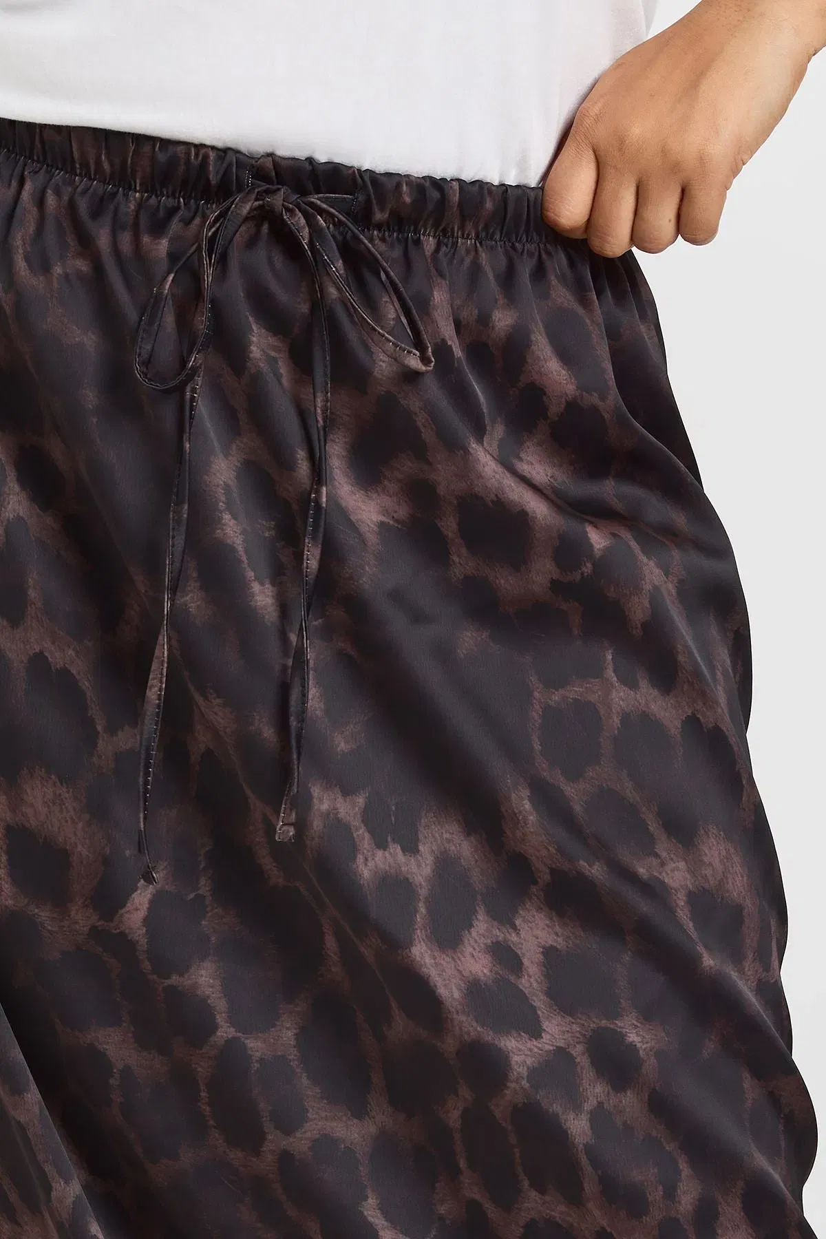 Plus Woven Leopard Lace Maxi Skirt