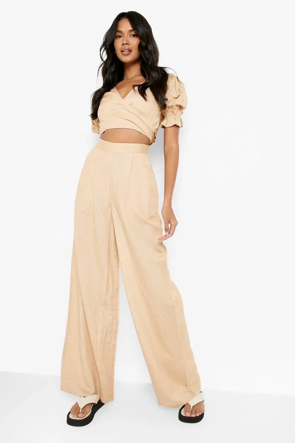 Linen Look Wrap Crop Top