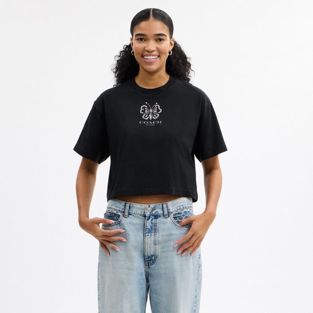 Butterfly Cropped T-Shirt