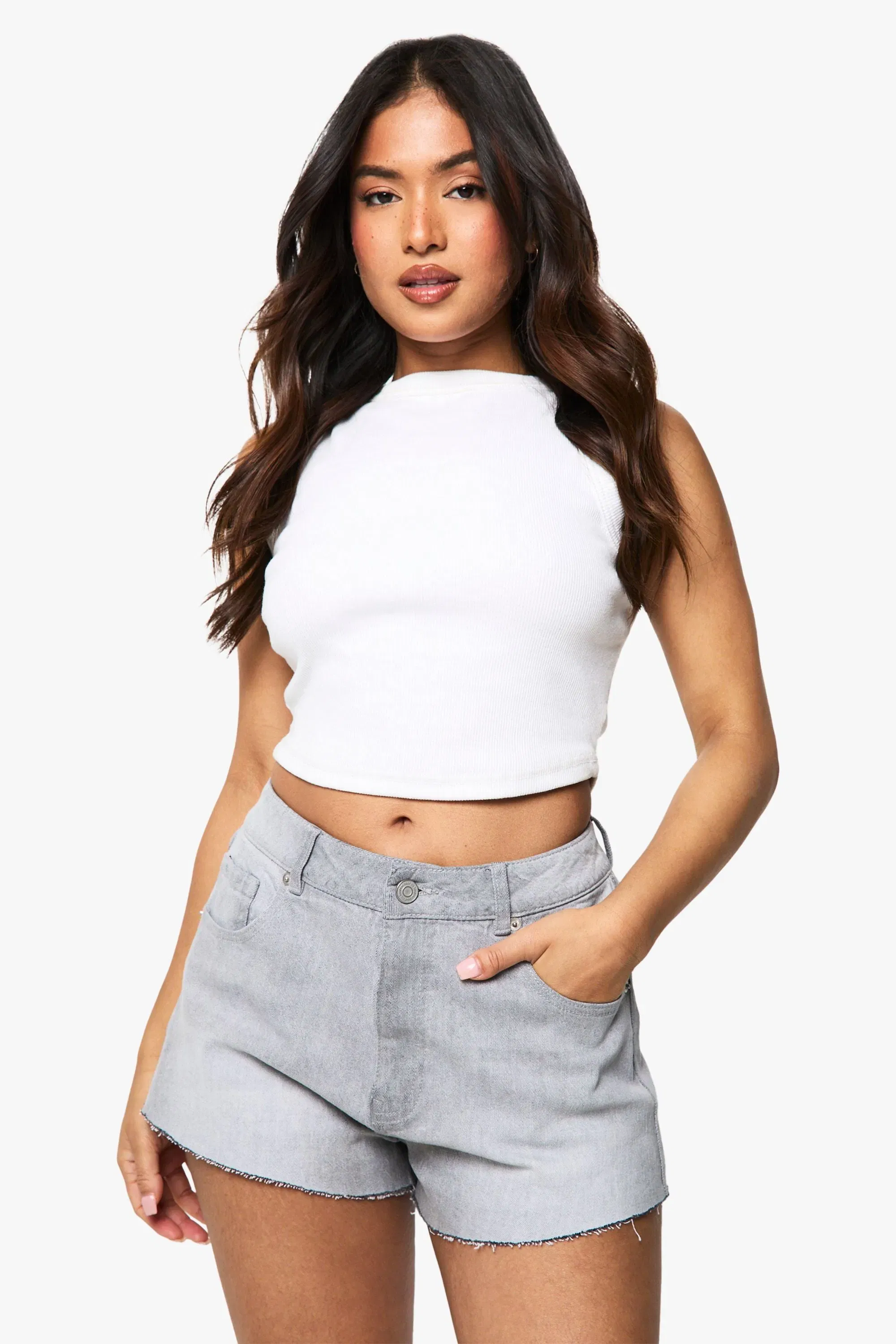 Petite Raw Hem Denim Short