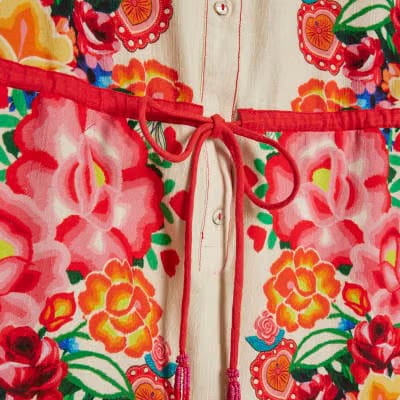 Cream Floral Collared Playsuit