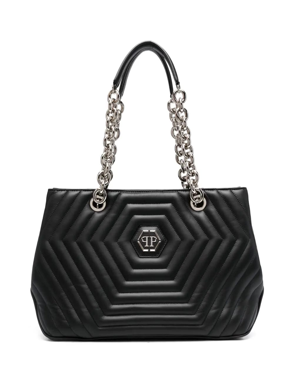 Hexagon quilted leather shoulder bag