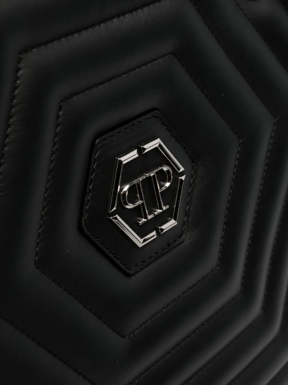 Hexagon quilted leather shoulder bag